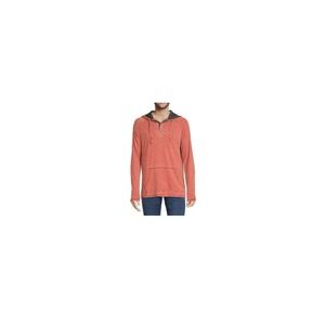 Flag &Anthem‎ Mens Heathered Henley Hoodie Pullover  Neck Ties Red SZ S